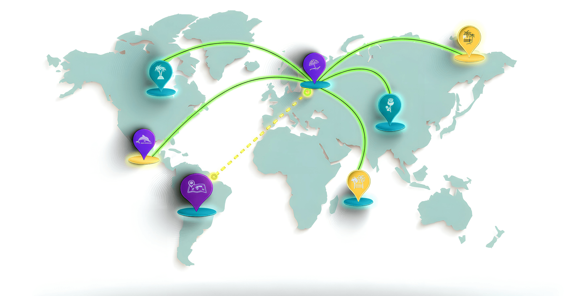 Global routes map from LATAM to Europe